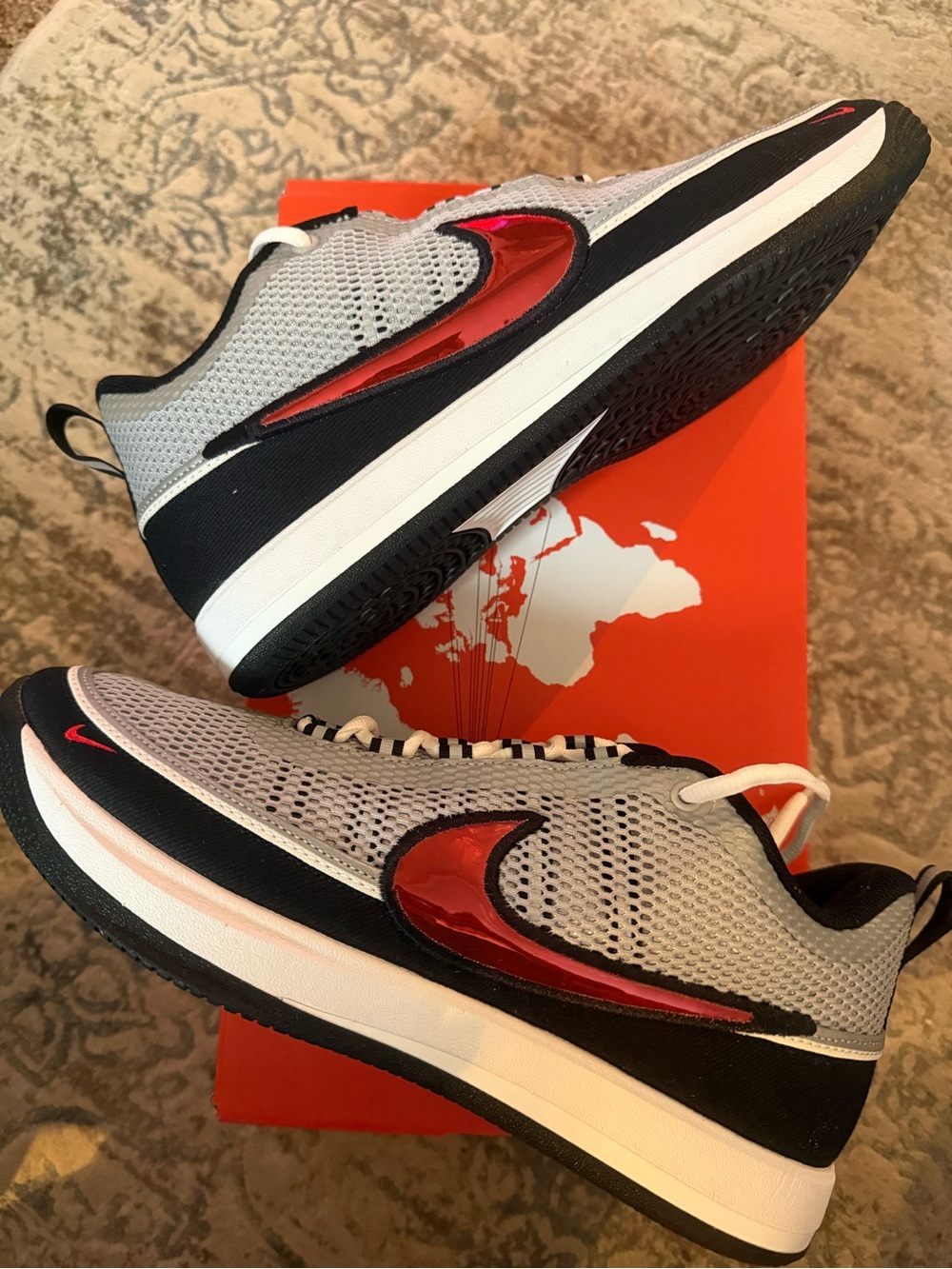 Nike Book 2 SP Metallic Silver - Sneakers with Red Swoosh and Black Trim
